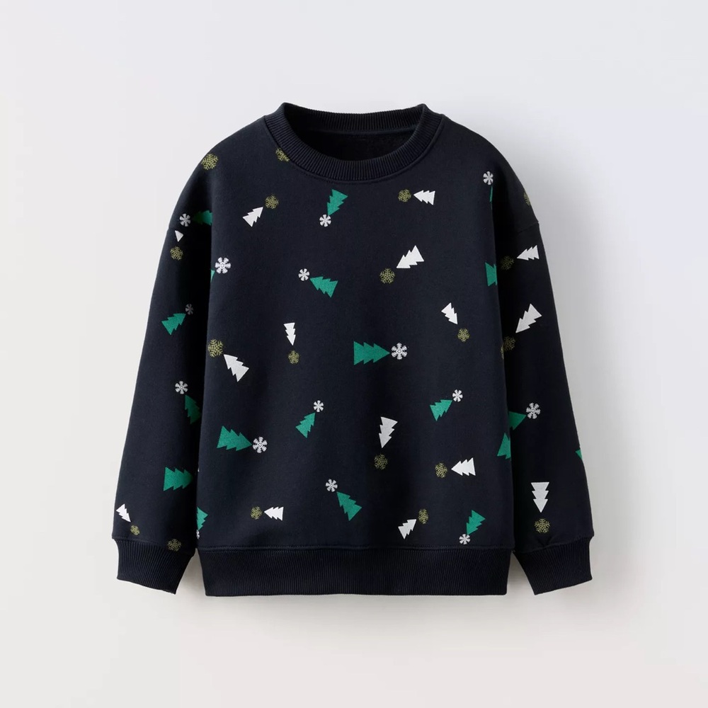 Zara Christmas Tree Print Sweatshirt. Size 11-12